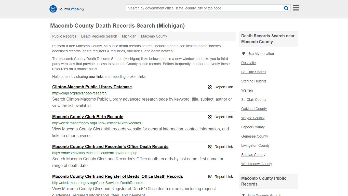 Death Records Search - Macomb County, MI (Death ...